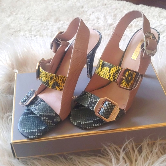 Multi Color Snake Print Heels - Picture 1 of 5